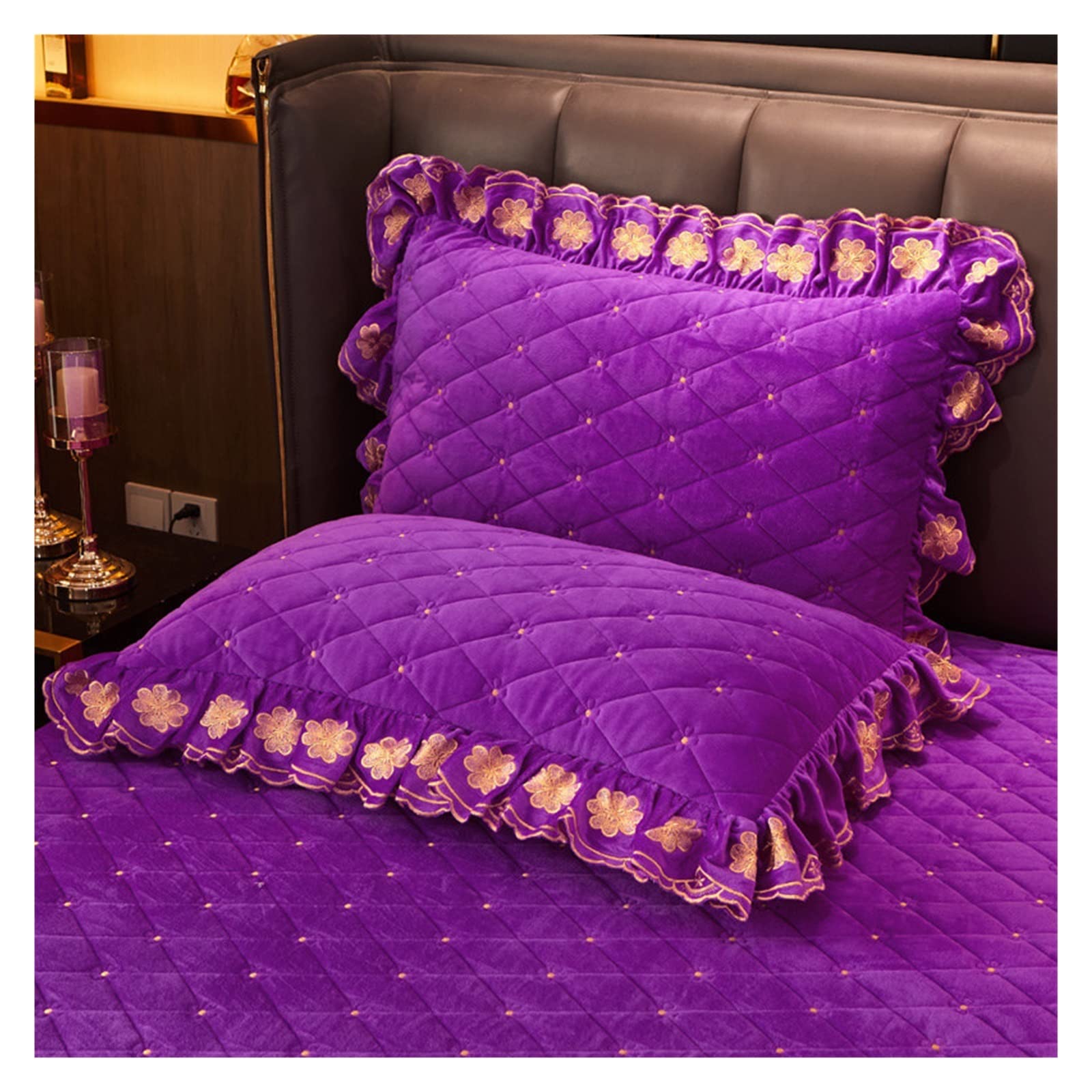 Taies d'oreiller en velours broderie haut de gamme pour lit rectangle