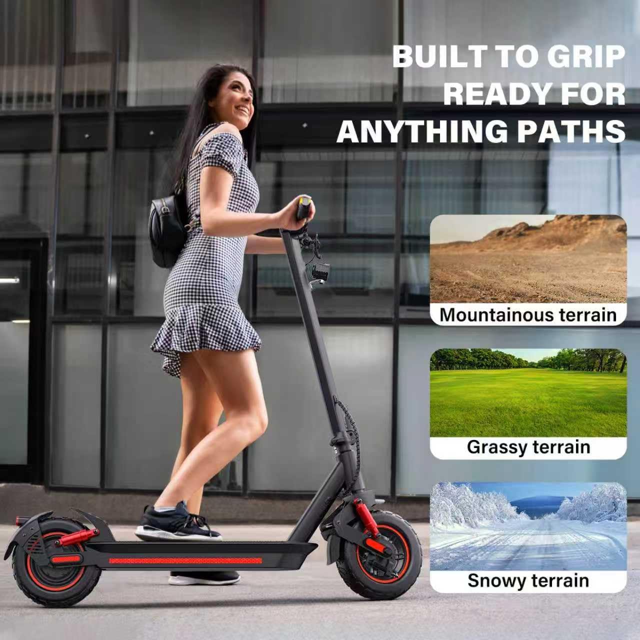 DXH Electric Scooter for Adult - 1000W Peak Motor, Max 30 Miles Long Range, 30Mph Top Speed, 11" Tires, Portable Folding Off-Road Electric Scooter Adults with Dual Braking System and App Control