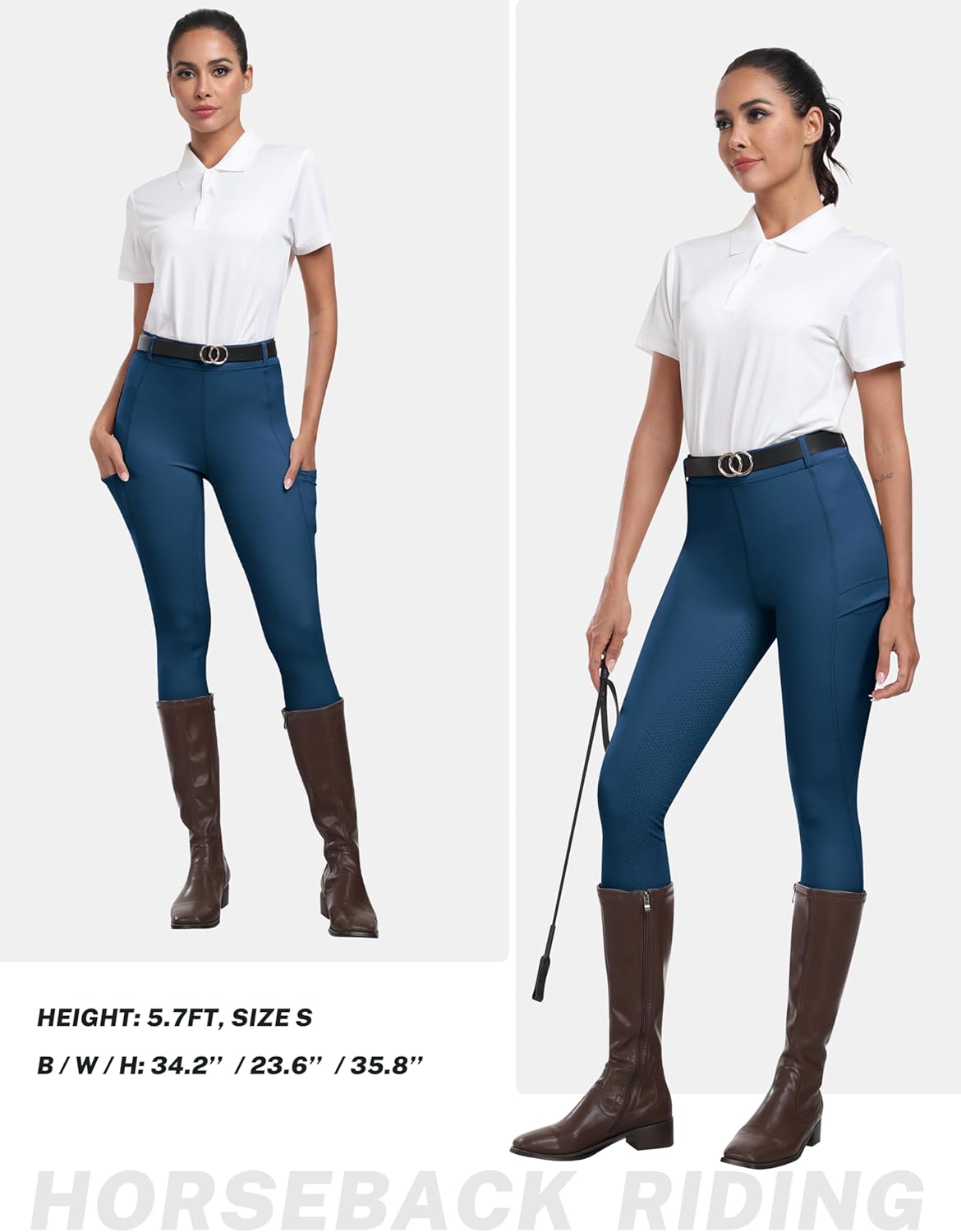 MoFiz Women's Silicone Full Seat Horse Riding Pants Zipper Pockets Equestrian Breeches Riding Tights - Image 6