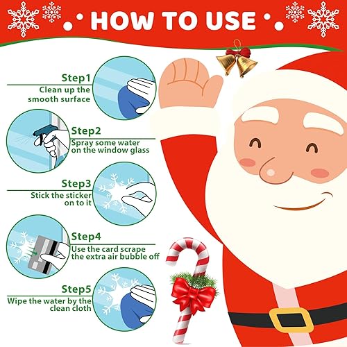 Miniatura 3 de 419 calcomanías de Navidad para ventana, doble cara de copo de nieve, decoraciones de Navidad para vidrio e interiores, perfectas para decoración de
