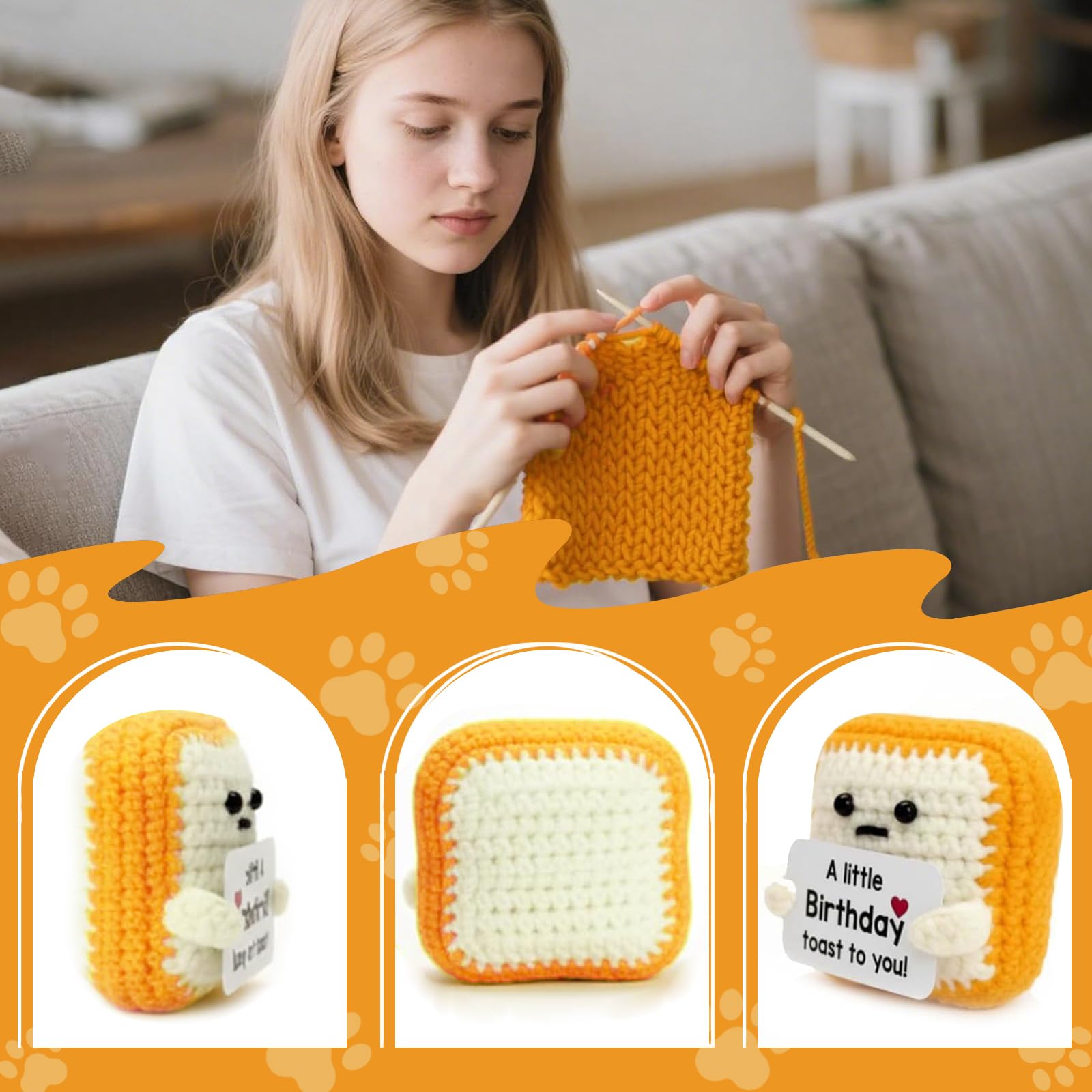 AMOturuxient Positive Crochet Animals, Handmade Mini Crochet Animal Emotional Support Gift, Cute Stuff Desk Home Office Decor - Image 2