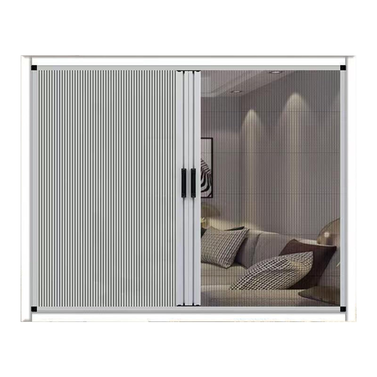 Tapparelle a Nido d'Ape/Schermo per Finestra 2 in 1, zanzariera Scorrevole espandibile a 2 Vie con Alluminio Bianco per Interni, Isolamento Termico Oscurante, schermi Giorno-Notte (Blu, 120x