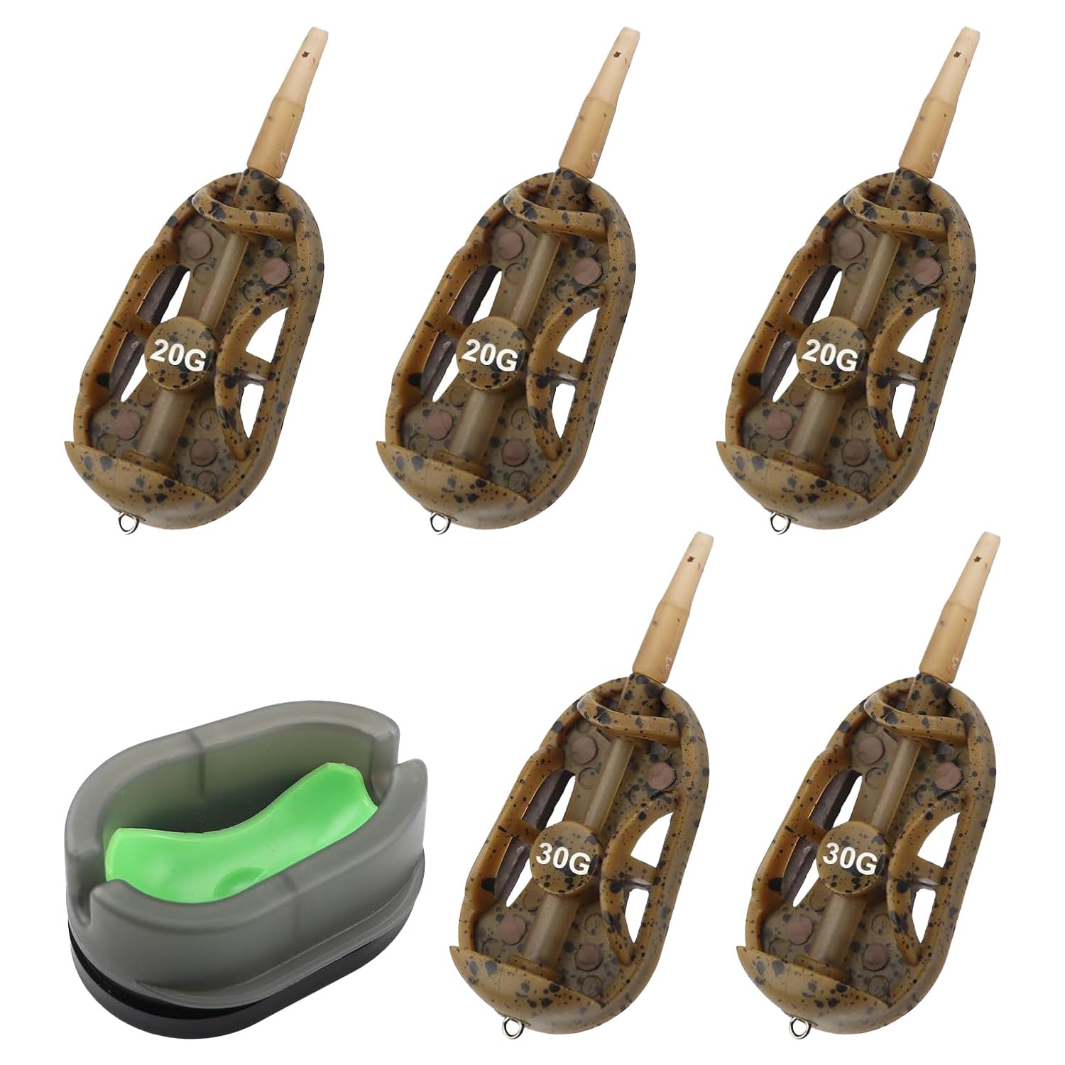Tabanzhe 6PCS Method Feeder Set, 20g 30g Inline Carp Fishing Feeders