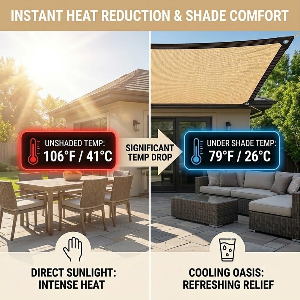 Red De Sombra 90% Protección Solar, Malla Sombra Con Ojales Tela De Sombreo | Resistente A Los Rayos UV Transpirable Toldo Vela De Sombreo Lona Para Jardín Invernadero Y Gallinero(7x12.0m)