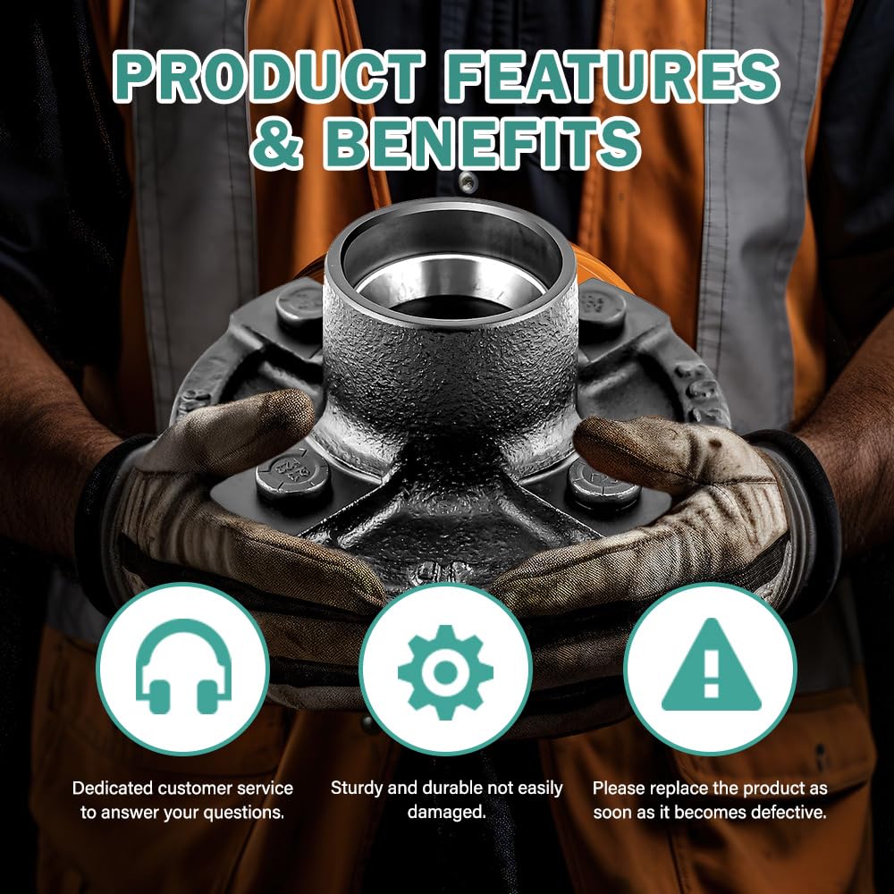 2 Sets 4 Lug Trailer Hub Kit For 2000 Lbs,4×4" Trailer Hub Kit 2000 Lbs 4 4 Trailer Hub Fit 1 1 1 16 Trailer Axles Trailer Hub 4 Lug 4 Lug Trailer Hub Assembly Boat Trailer Hubs 4 Lug - View #2