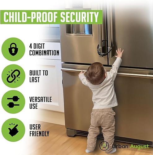 Miniatura 7 de Urban August Cerradura original para nevera cerradura de combinación de cables multifuncional, para refrigeradores y armarios de puerta francesa (S,