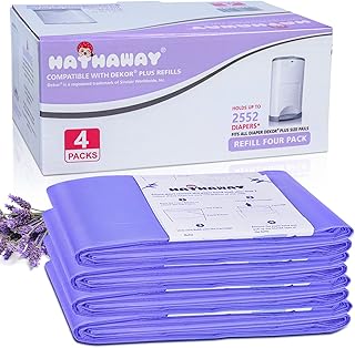 Diaper Pail Refills Increased12% length Compatible with Dekor Plus Diaper Pails Lavender Scent Holds up to 2552 Diapers (4...