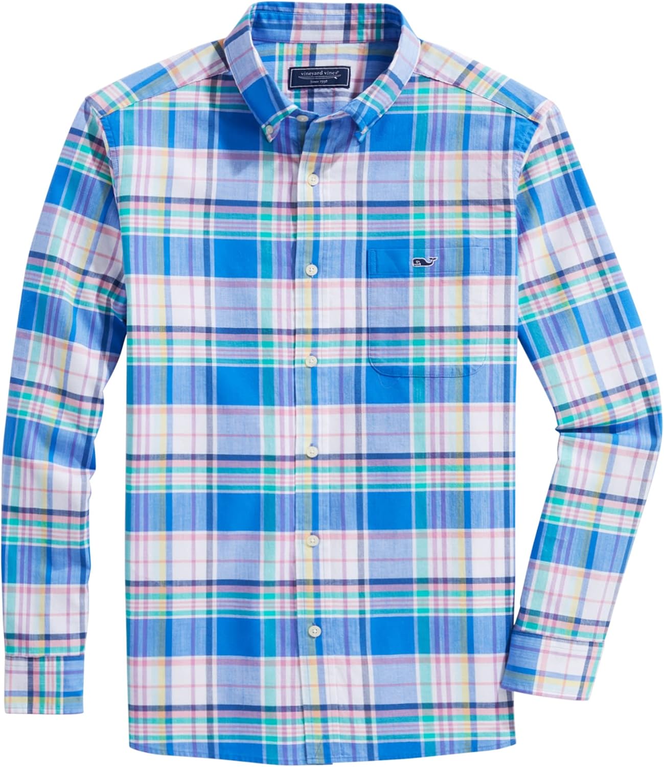 vineyard vines Mens Classic Fit Plaid Slub Madras Shirt