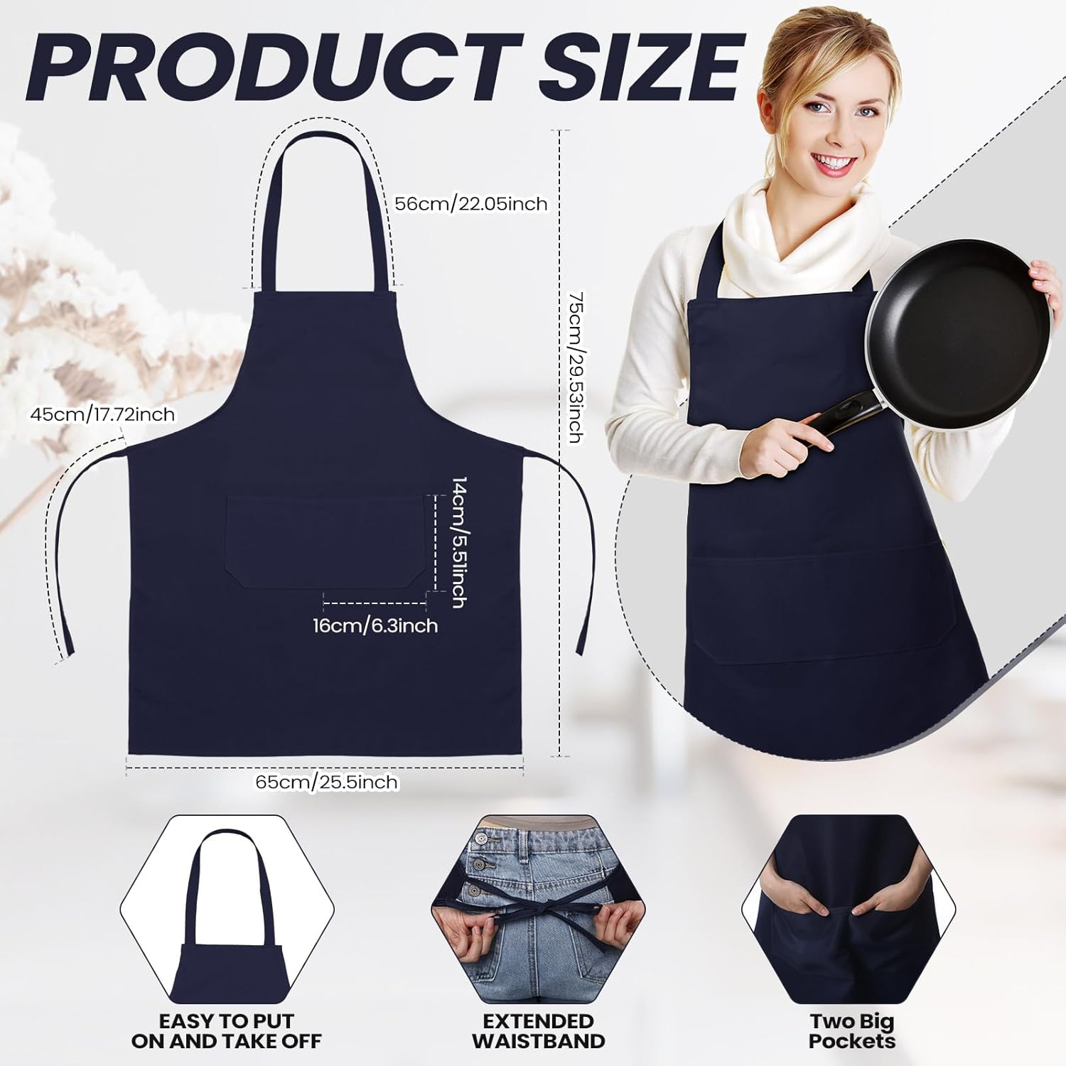 Suhine 36 Pack Plain Bib Aprons Bulk with 2 Pockets Unisex Aprons Machine Washable Chef Aprons for Kitchen Restaurant Cooking