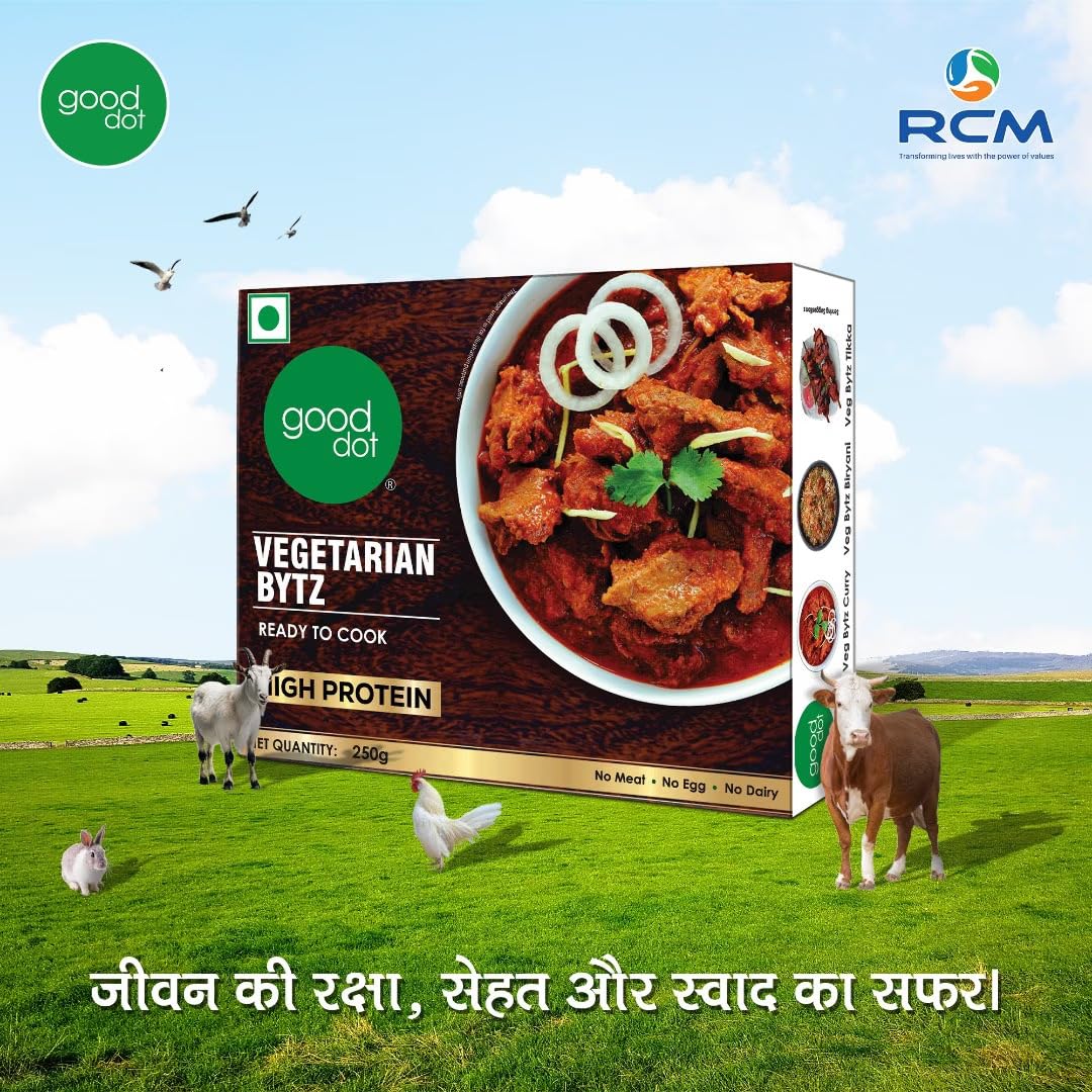 Good Dot Vegetarian Bytz Soya Protein Bites | Plant Based Meat Alternative | High Protein Veg Chunks | Ready to Cook Soy Snack | Vegan Food | 250g Pack of 2 1