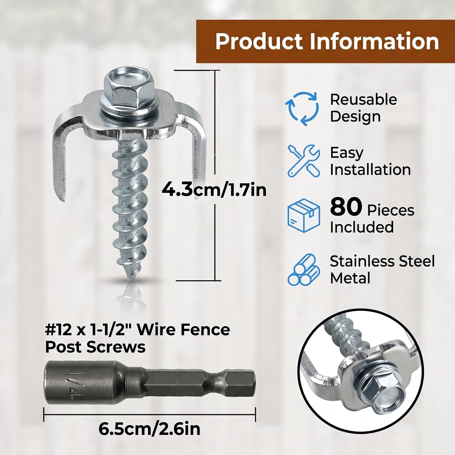 Fence Staples with Wire Fixer, Stainless Steel Fence Nail for Wire Fencing