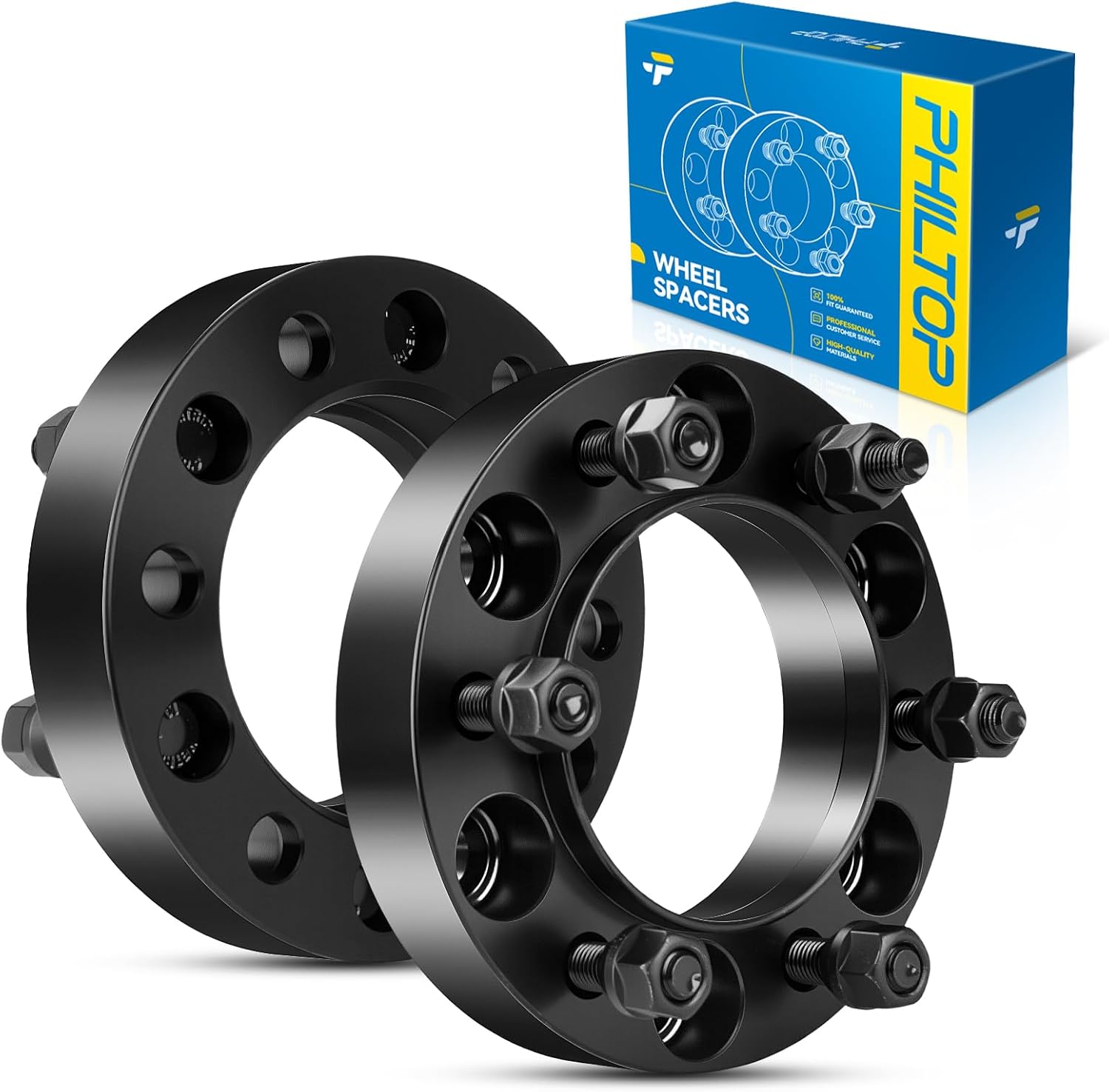 PHILTOP 6x5.5 1.25" Wheel Spacers for Tacoma,2 Pcs 6x139.7mm Hub Centric Wheel Spacers with 106mm Hub Bore M12x1.5 Studs fit for Tacoma, 4Runner, FJ CR-UISER, Tundra, GX460, Sequoia, GX470