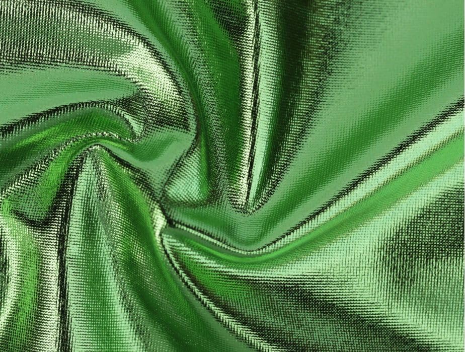 Metallic Lime Green Foil Spandex, Sold by The Yard, 54 inch Wide Green Fabric, for Cosplay, Costumes, Dresses, Outfits, and Upholstery. Easy Cut and Clean Fabric. Excellent Quality Fabric