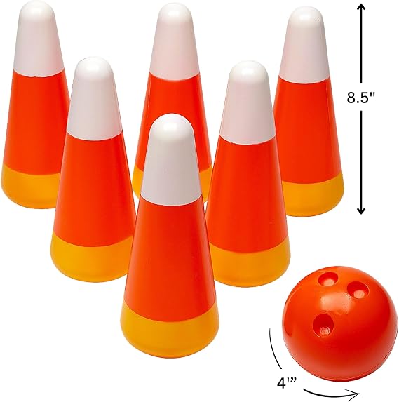Fun Express Halloween Candy Corn Pumpkin Bowling Set for Kids