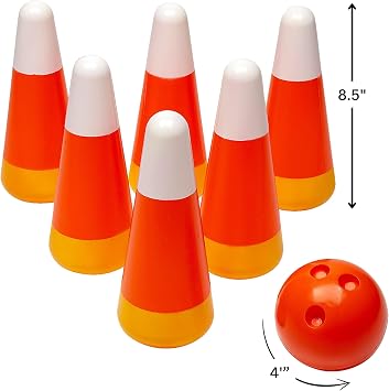 Fun Express Halloween Candy Corn Pumpkin Bowling Set for Kids