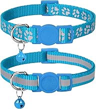 Taglory Anti-Strangulation Cat Collar, 2pcs Adjustable Reflective Collar for Cat Kitten Puppy with Bell and Safety Buckle, 19-32 cm Light Blue