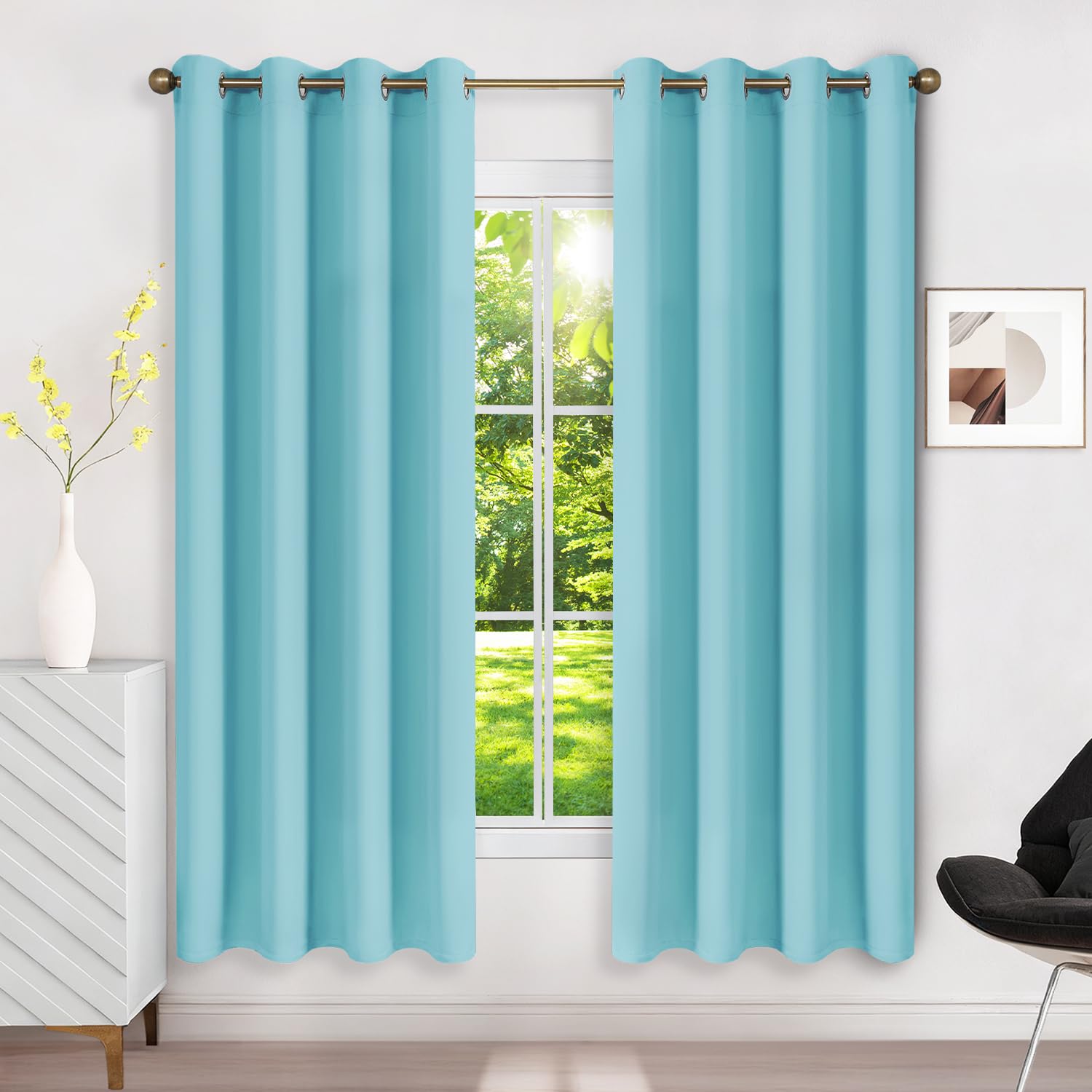 Runyéla Verdunklungsvorhänge mit Ösen Gardinen 2er Set, Vorhänge Blickdicht Thermovorhang Hitzeschutz, Ösenvorhang Thermogardine für Schlafzimmer Wohnzimmer Blackout Curtain