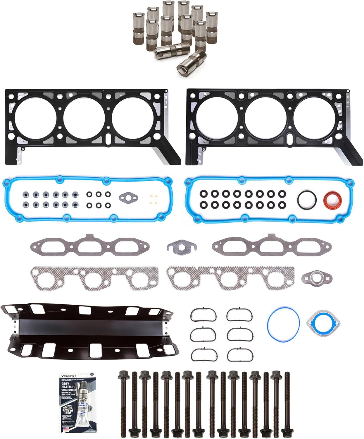 MA-5741117368 Head Gasket Set Bolts Lifters Compatible With/For 07-11 Jeep Wrangler 3.8L V6 OHV 12v VIN 1