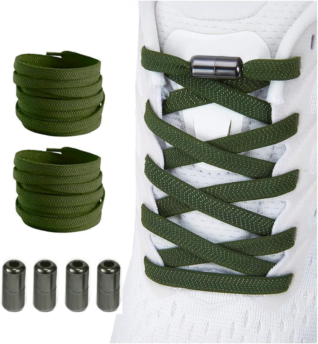 Shecret Elastische Schnürsenkel mit Metallkapsel, 2 Paar Einstellbare Schnürsenkel Ohne Binden, Schnellschnürsystem Schnürsenkel-Set für Läufer, Kinder und ältere Menschen