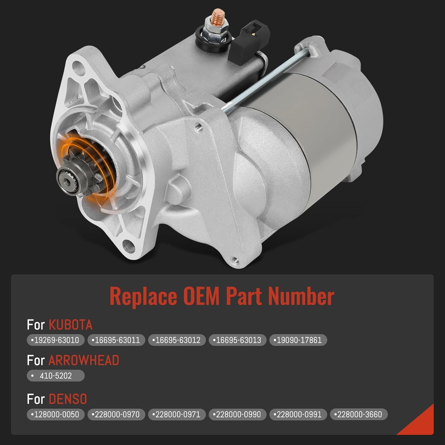 12V 9T Starter 19269-63013 1926963013 Compatible with Kubota Traoctor BX24 BX25 BX2350D BX2230D Engine D902