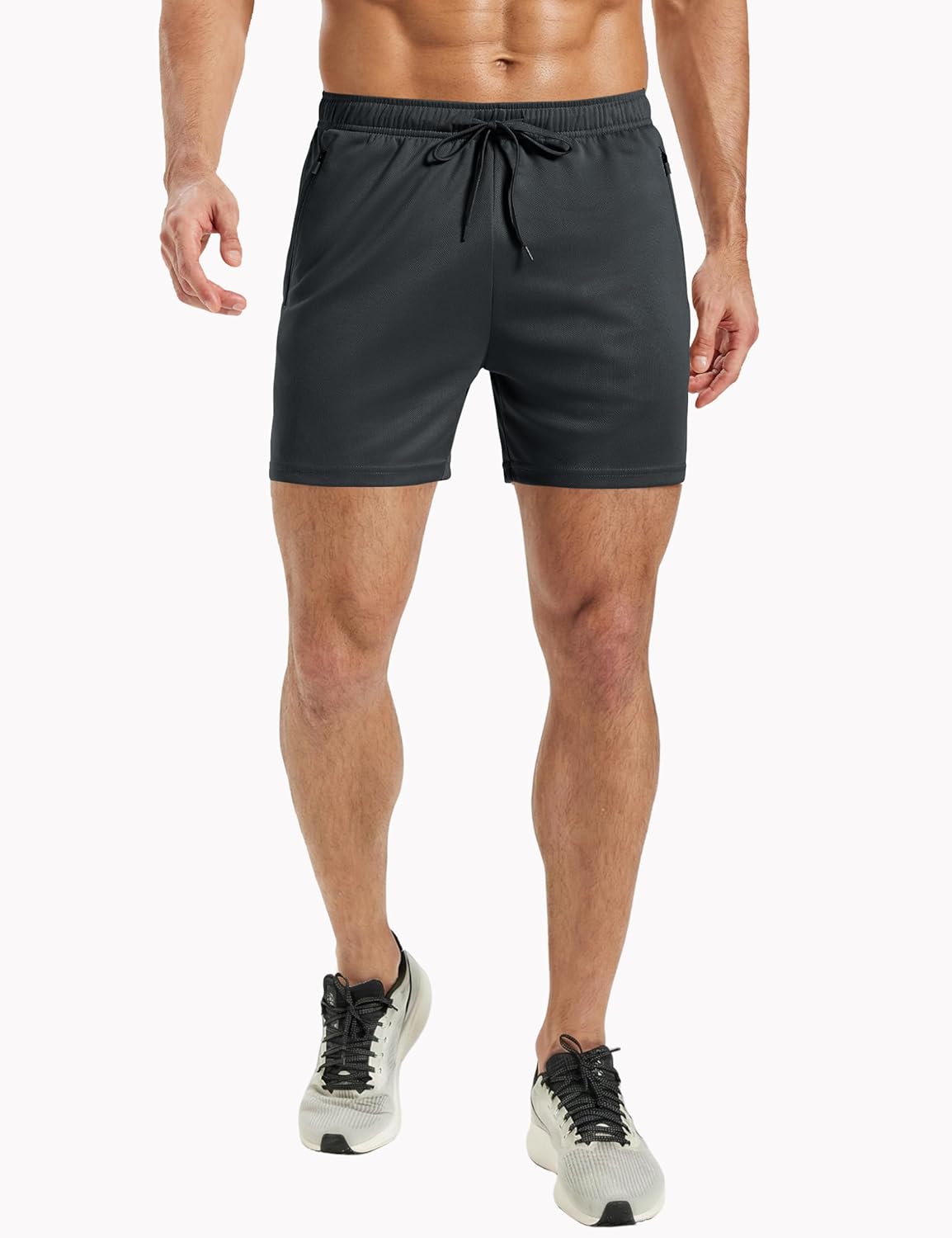 MAGCOMSEN Men's 5" Athletic Running Shorts Mesh Quick Dry Lightweight Linerless Gym Workout Shorts with Zipper Pockets - Image 2