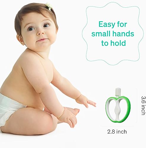 Vista 7 de LoveNoobs™ Easy Grip - Cepillo de dientes para dentición para bebés de 4 a 12 meses, diseño seguro, cerdas suaves para encías sensibles, sin BPA