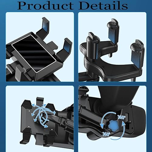 Miniatura 7 de Soporte giratorio y retráctil de 360° para el espejo retrovisor del coche, soporte universal multifuncional ajustable para teléfonos, soporte