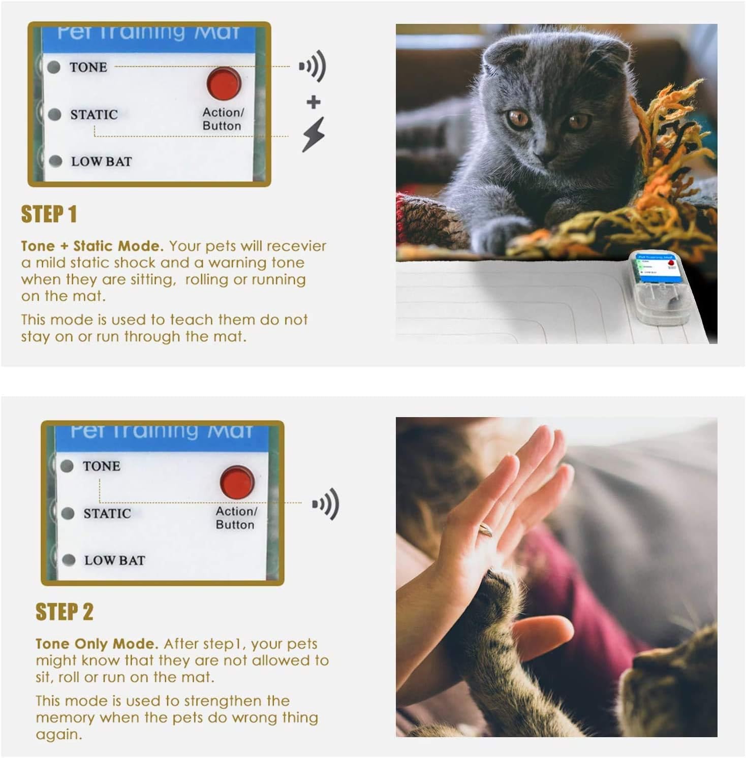 XIAXIA 2023 2pcs Pet Shock Mat,Pet Training Mat for Cats Dogs, 3 Training Modes Pet Shock Pad for Sofa w/LED Indicator, Intelligent Safety Protect, Long Battery Life (60”x12”) : XIAXIA : Pet Supplies