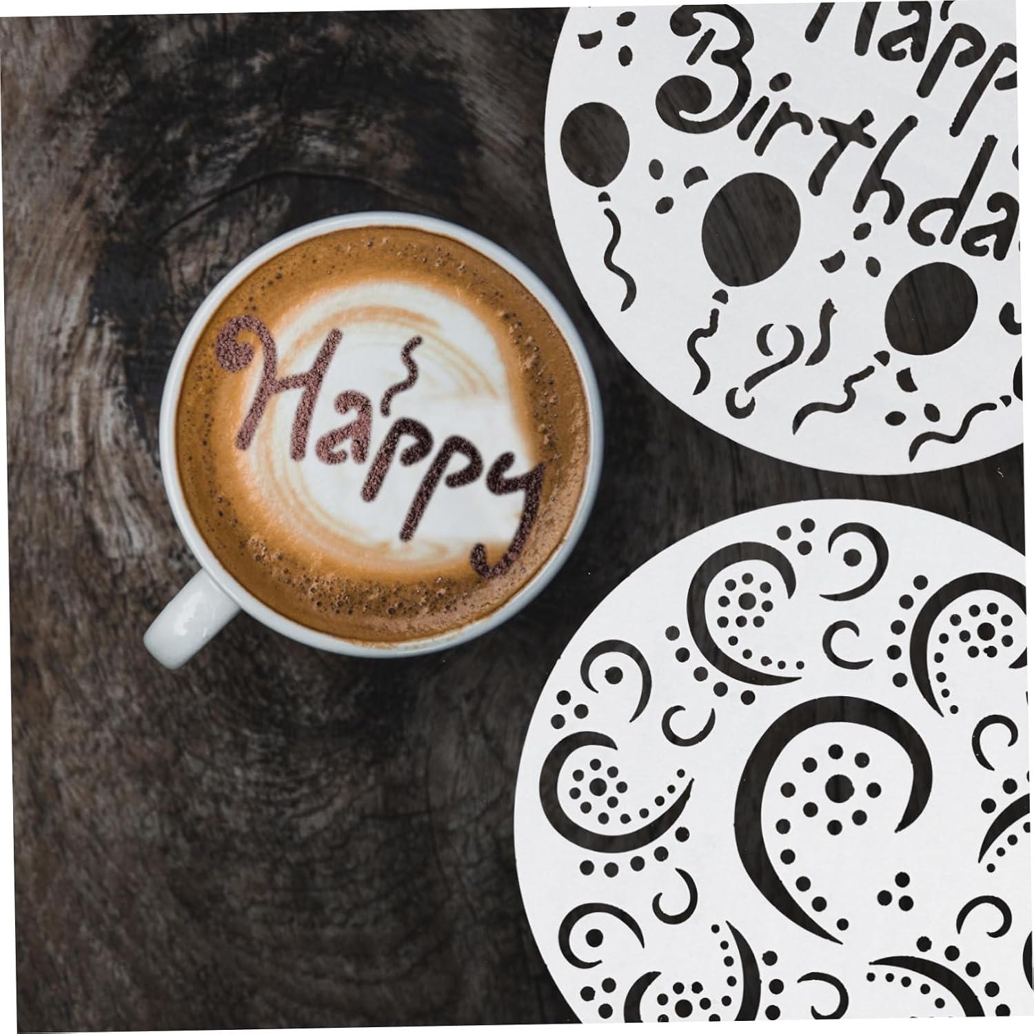 8pcs Coffee Art Stencils Cake Decorating Tools Dessert Baking Templates for Latte Coffee Cappuccino Home Use