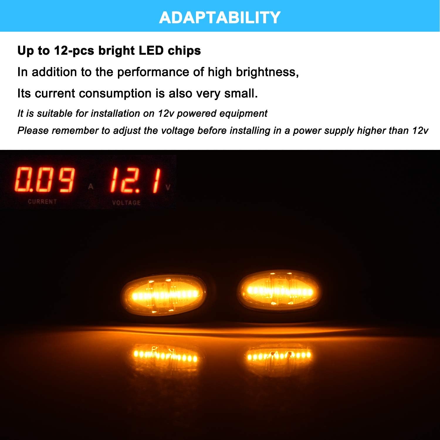 Front Fender Flare Light Compatible with Ford F150 Raptor F150 F250 F350, Trucks/Pickup Side Marker Lights - Amber Lights Smoked Lens 12LED Super Bright
