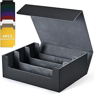 UAONO Card Storage Box for Trading Cards, 1800+ PU Leather Commander Card Deck Case, Magnetic Closure Card Holder Fits for Magic Game Cards (Black)