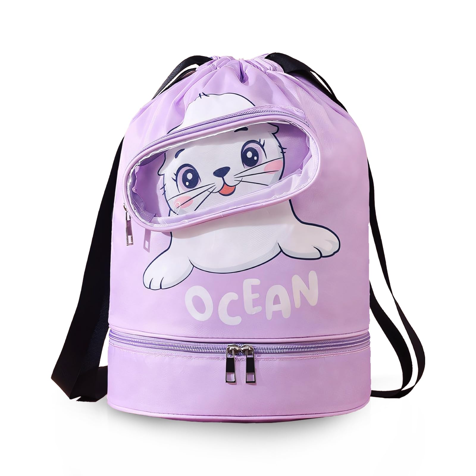 Voici et Voila Bolsa de Deporte con Cordón Nino Mochila Natacion Niña Mochila Piscina Gimnasio Playa Picnic Niña Bolsa Cuerdas Impermeable