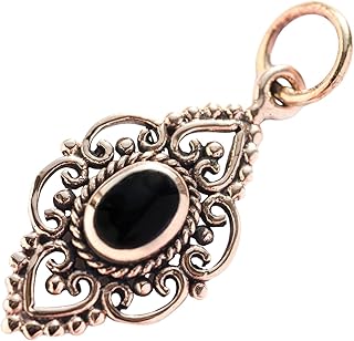 Schmuck Anhänger SVANA 2.8 cm Onyx Perlmutt Bronze
