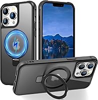 Vista 175 de Funda de grado militar compatible con iPhone 14 Plus de 6.7 pulgadas, con soporte magnético invisible tipo anillo, compatible con MagSafe y gran