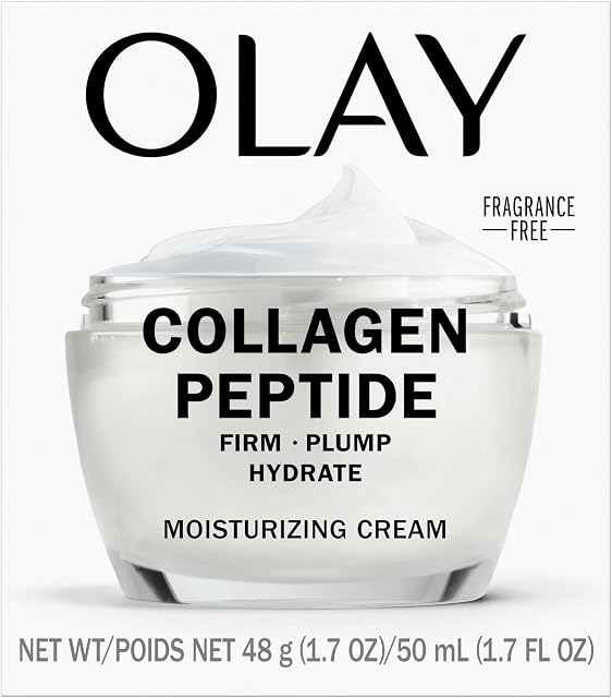 Olay Collagène Peptide visage hydratant, Crème raffermissante pour les femmes, Sans parfum, Non-Greasy - Hydratant, anti-âge, antirides, lignes fines lisses, soins de la peau plumage - Niacinamide, 50 mL