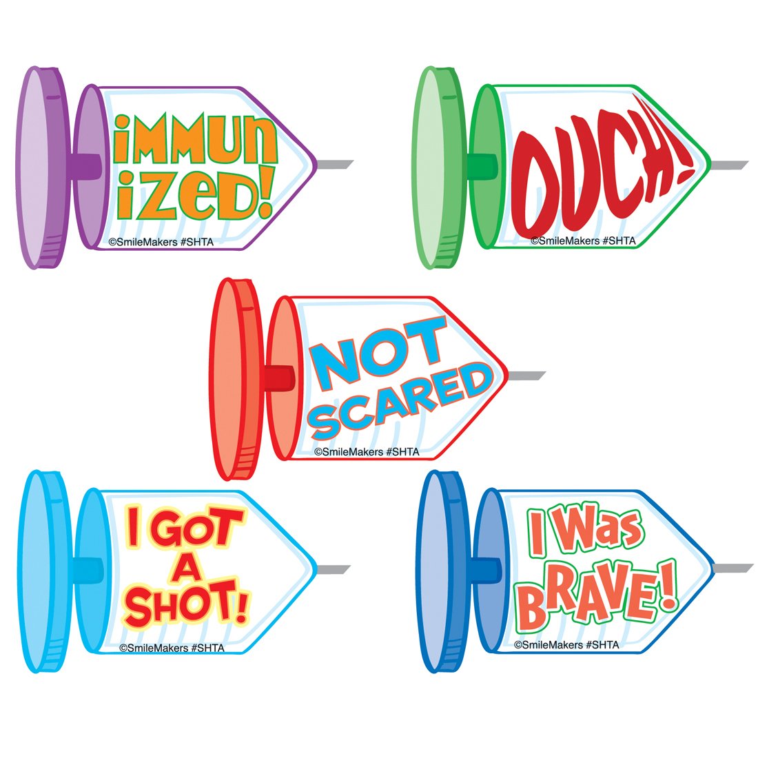 SmileMakers Shaped Shot Stickers - Prizes and Giveaways - 100 per Pack