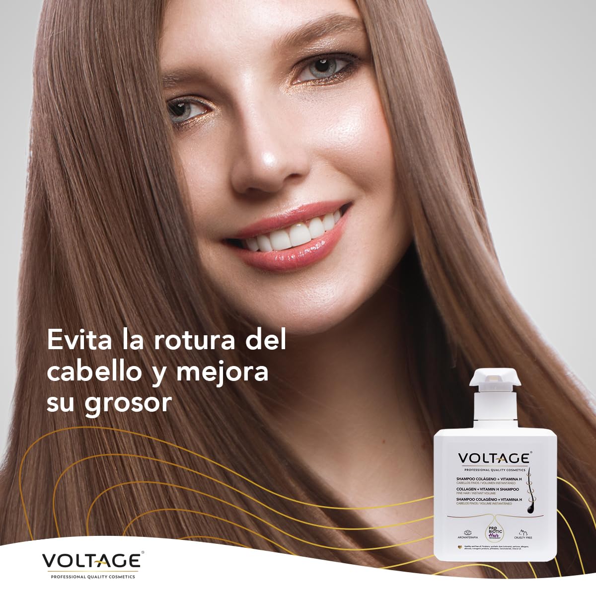 Voltage Cosmetics Champú Colágeno Biotina 500 ml Volumen Antirotura