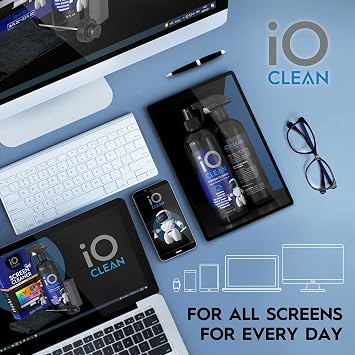 Screen Cleaner Spray (16oz - 473ml) Best Large Cleaning Kit for LCD LED OLED TV, Smartphone, iPad, Laptop, Touchscreen, Computer Monitor, Electronic Devices, Microfiber Cloth Wipes and 2 Nozzles