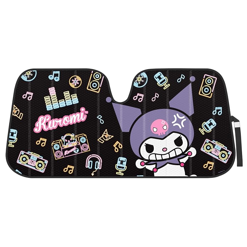 Protetor solar para para-brisa Carbella Kuromi Sanrio estilo sanfona Neon Party Kuromi
