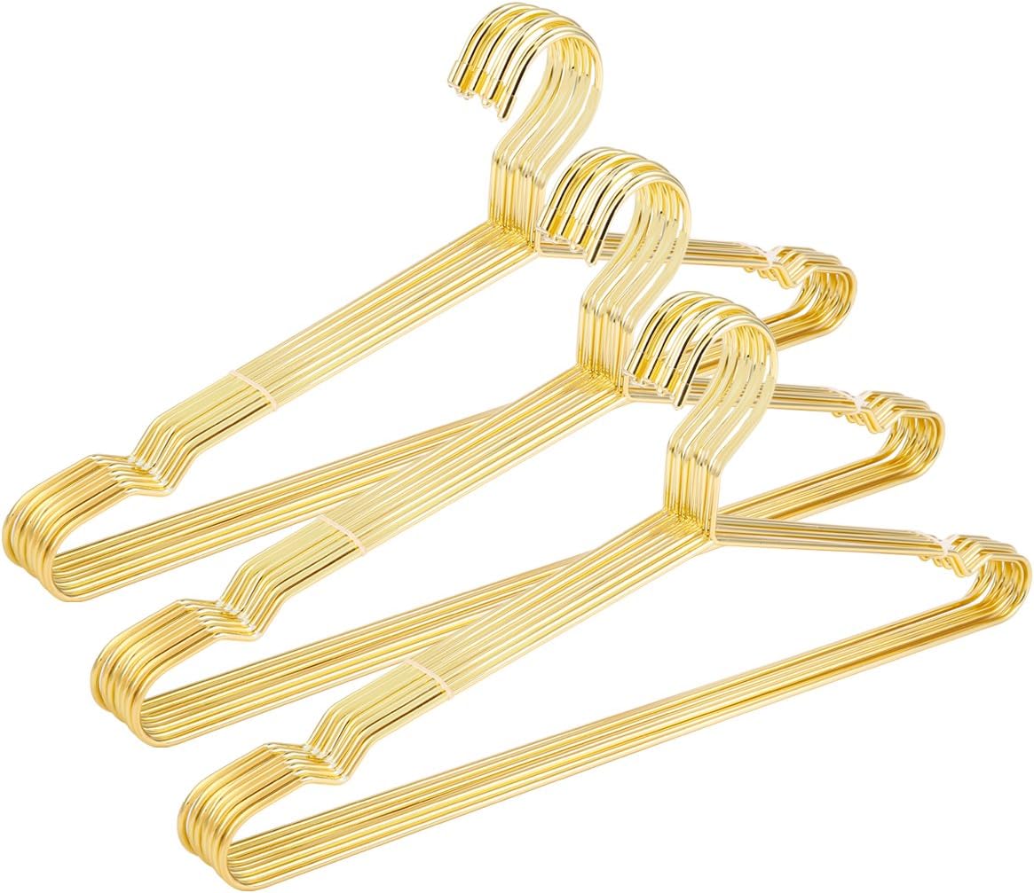 Jetdio 17.7" Strong Metal Wire Clothes Hangers, Coat, Standard Suit Hangers, Ideal for Everyday Use, 30 Pack, Gold