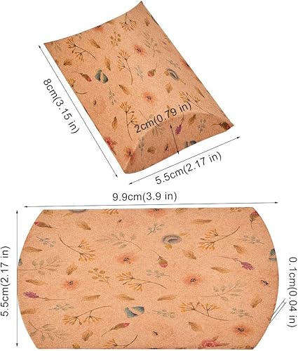 Vista 44 de Airssory 100 unidades de almohada de papel kraft vintage de 3 x 2 pulgadas, caja de embalaje de dulces, caja de embalaje de dulces, cajas de regalo