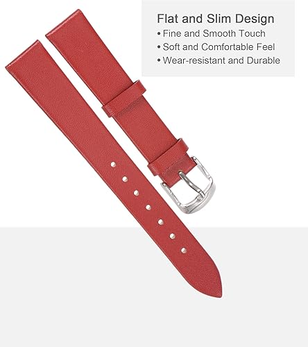 Vista 2 de uxcell Correa de cuero genuino de varios tamaños, correa de reloj de cuero fina y elegante plana para hombres y mujeres