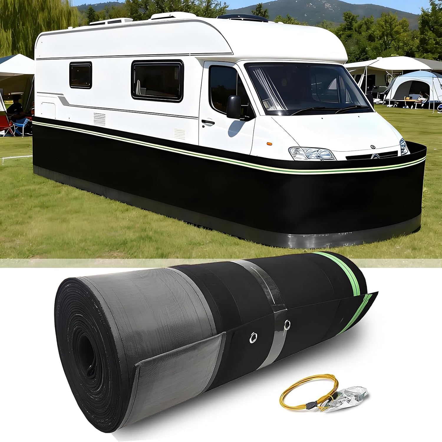 RV Skirting for Winter, Insulated Camper Skirting Kits 3ft High, Heavy Duty Windproof Underpinning Skirts with Lock for Travel Trailers Motorhomes 5th Wheel Easy Installation 78ft/24m Length