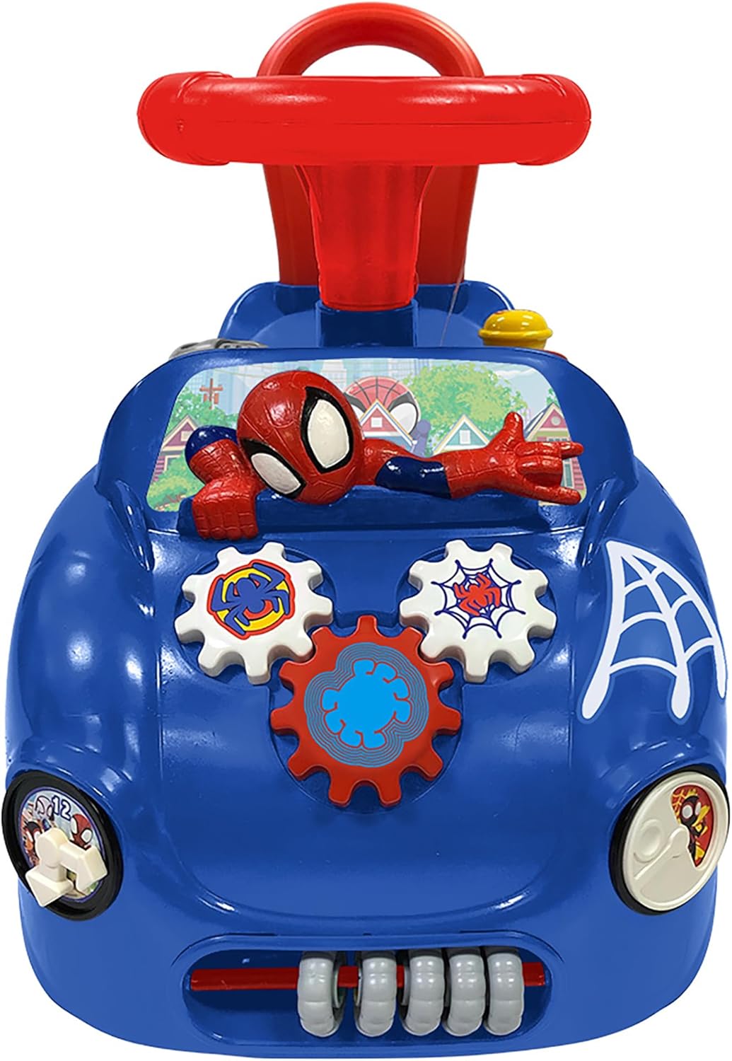 Kiddieland Spidey and His Amazing Friends Web Racer Ride-On with Lights & Sounds, Interactive Foot-to-Floor Push Car for Toddlers 12–36 Months, 55 lb Weight Limit