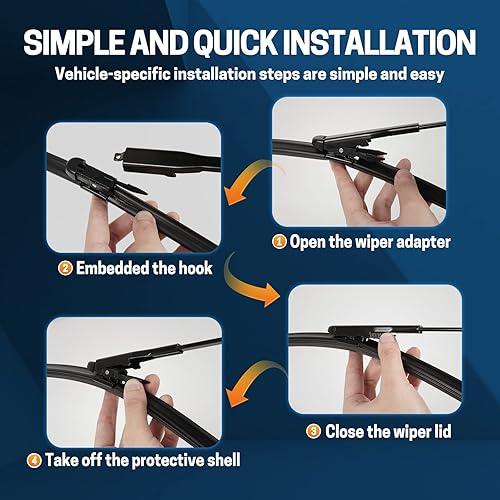 Miniatura 6 de Limpiaparabrisas de 26 pulgadas + 22 pulgadas, repuesto para Ford Explorer 2011-2023, silencioso, para todas las estaciones (juego de 2)