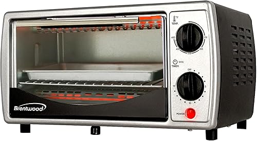 Horno tostador de acero inoxidable TS-345B de 4 rebanadas, negro funciones de tostar, hornear y asar temperatura ajustable de hasta 465 F apagado