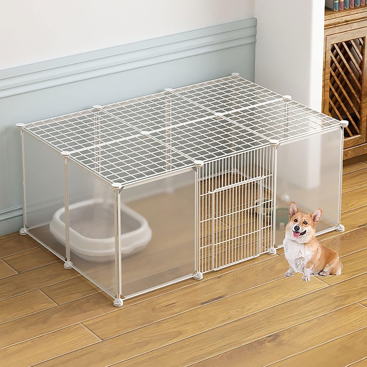 Pet Cages Indoor Enclosure Detachable Metal Wire Kennels Crate Large Extra Exercise Place Cage，Large Indoor Cat Playpen - Easy Clean Cat Enclosure & Ferret Cage, Ideal for 1-3 Cats/Dogs, Spa