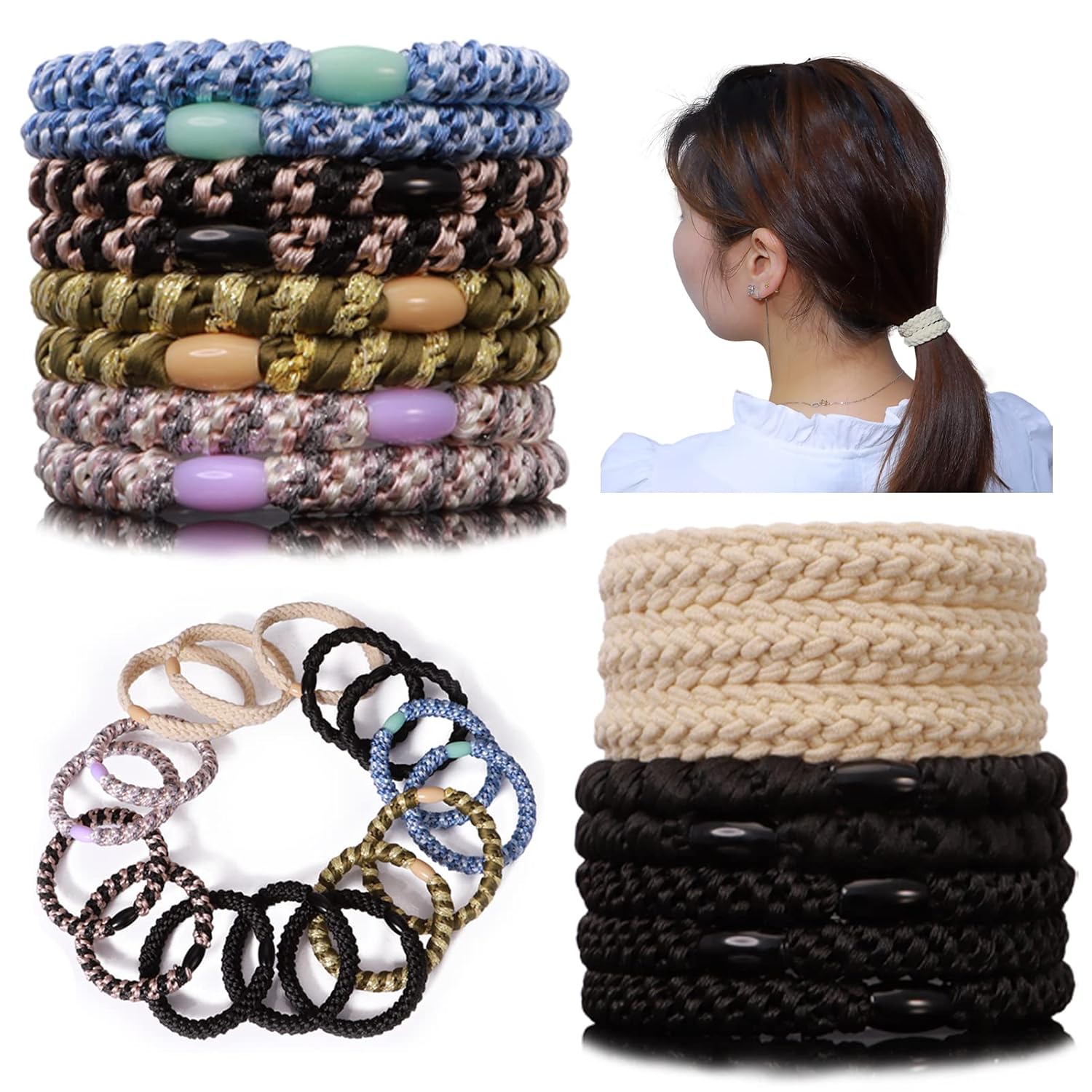 High elasticity Hair Ties for Women Girls, Funtopia 16 Pcs
