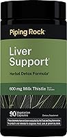 Piping Rock Liver Support Supplement: 600mg Milk Thistle Herbal Detox Formula, 90 Veggie Caps, Non-GMO Gluten Free
