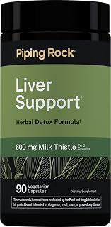 Piping Rock Liver Support Supplement: 600mg Milk Thistle Herbal Detox Formula, 90 Veggie Caps, Non-GMO Gluten Free